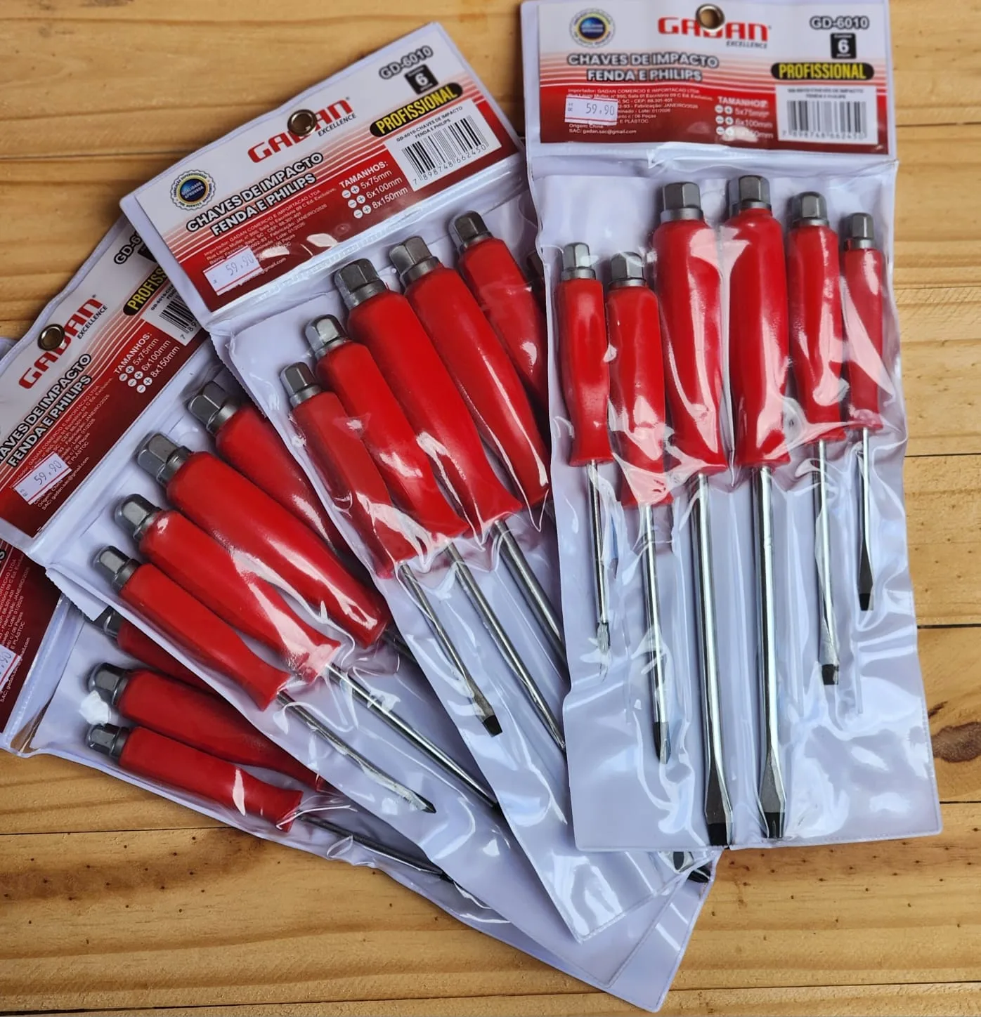 Kit jogo de chave impacto fenda e philips com 6 peças 
